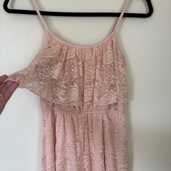 Love Reign | Pink High-Low Ruffled Lace Sundress | Size Small - Picture 6 of 10
